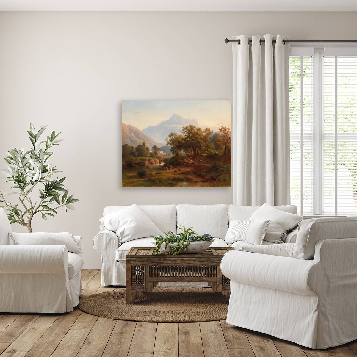 Region In South Tyrol–landscape In The Morning Light by August Behrendsen [1819–1886] Reproduction