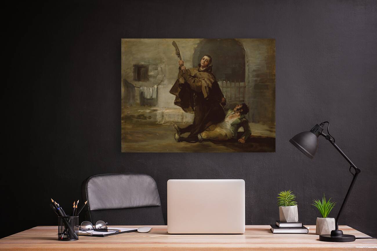 Friar Pedro Clubs El Maragato with the Butt of the Gun [c. 1806] by Francisco de Goya [1746–1828] Reproduction