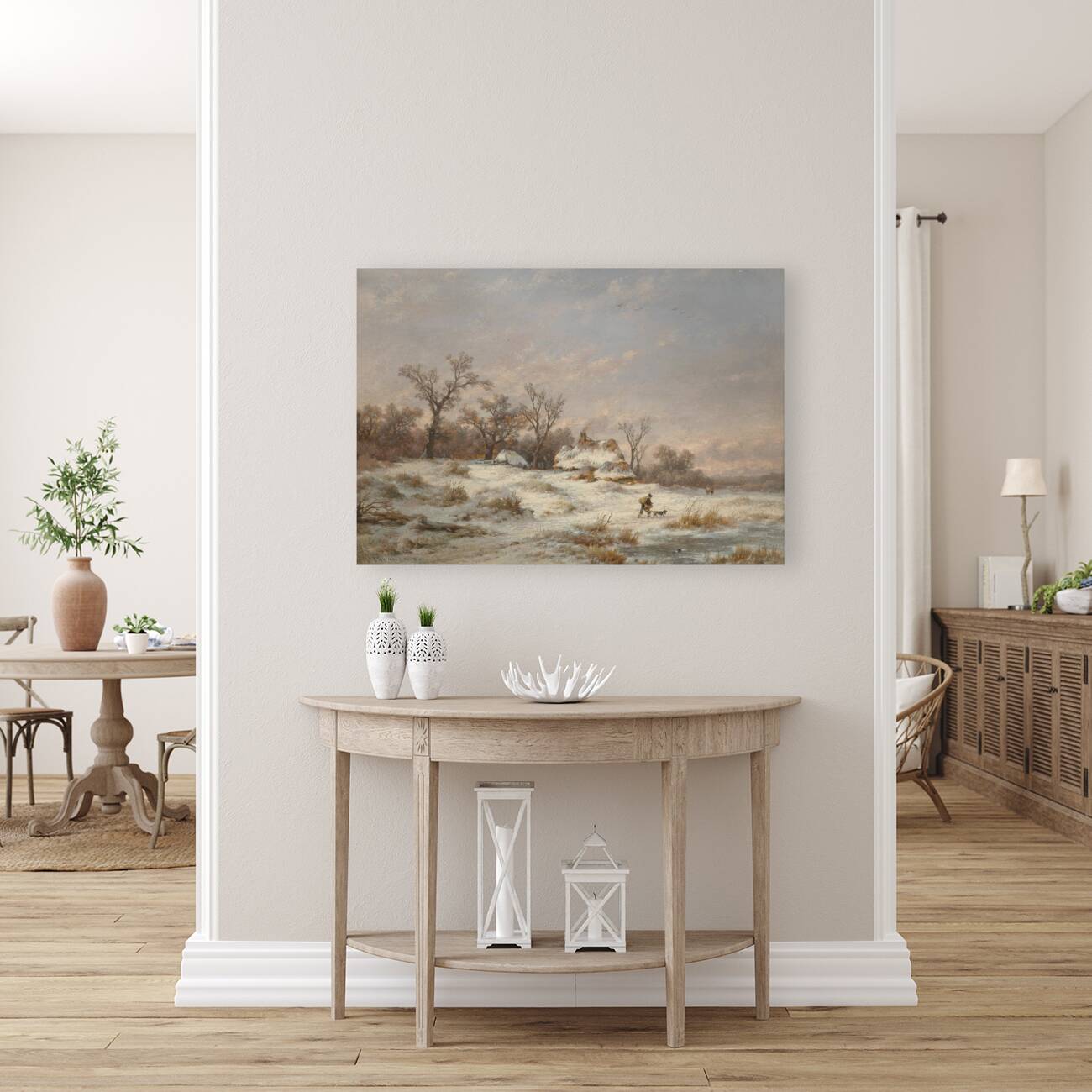 Winter landscape with decorative figures [1890] by Remigius Adrianus van Haanen [1812–1894] Reproduction