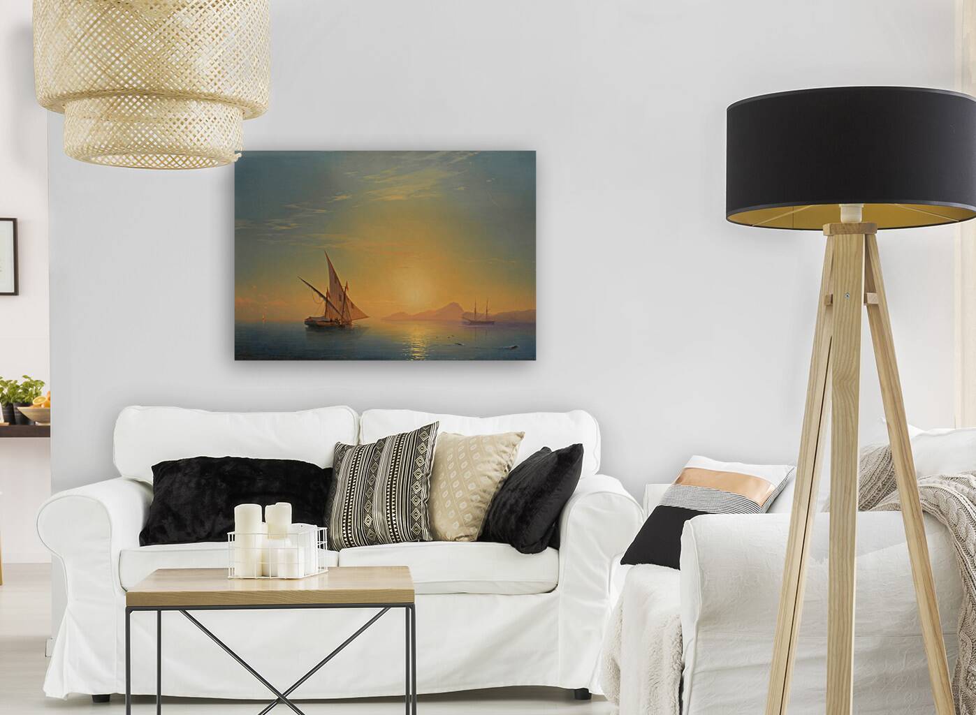 Sunset Over Ischia [1857] by Ivan Konstantinovich Aivazovsky [1817–1900] Reproduction