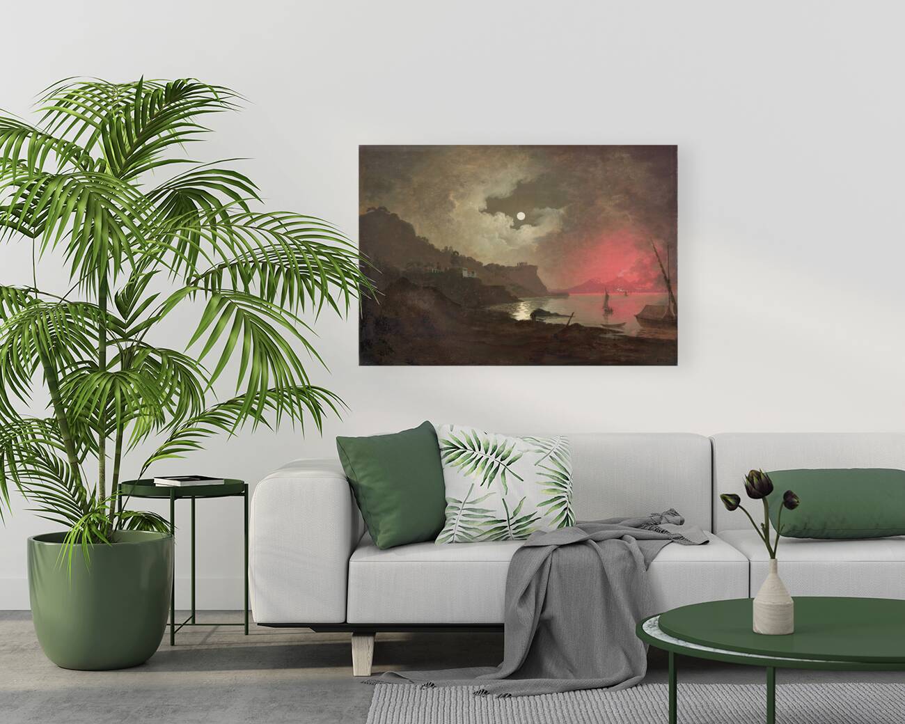 A view of Vesuvius from Posillipo. Naples by Joseph Wright of Derby [1734–1797] Reproduction