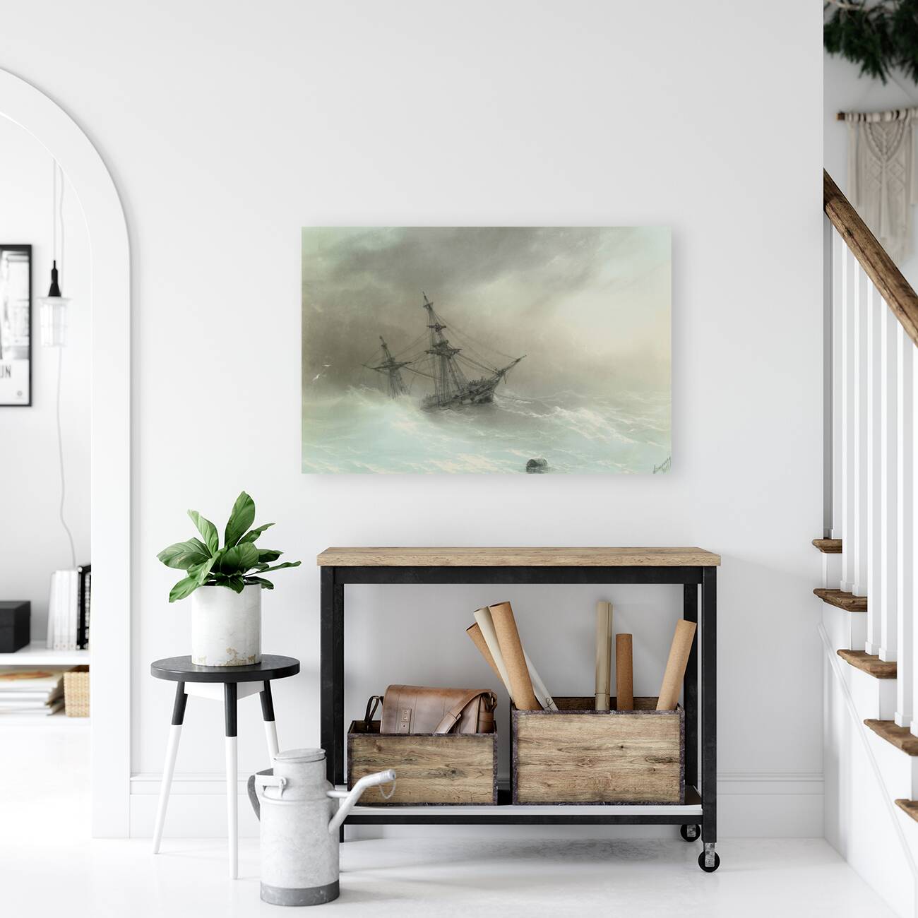 Ship In A Stormy Sea [1888] by Ivan Konstantinovich Aivazovsky [1817–1900] Reproduction