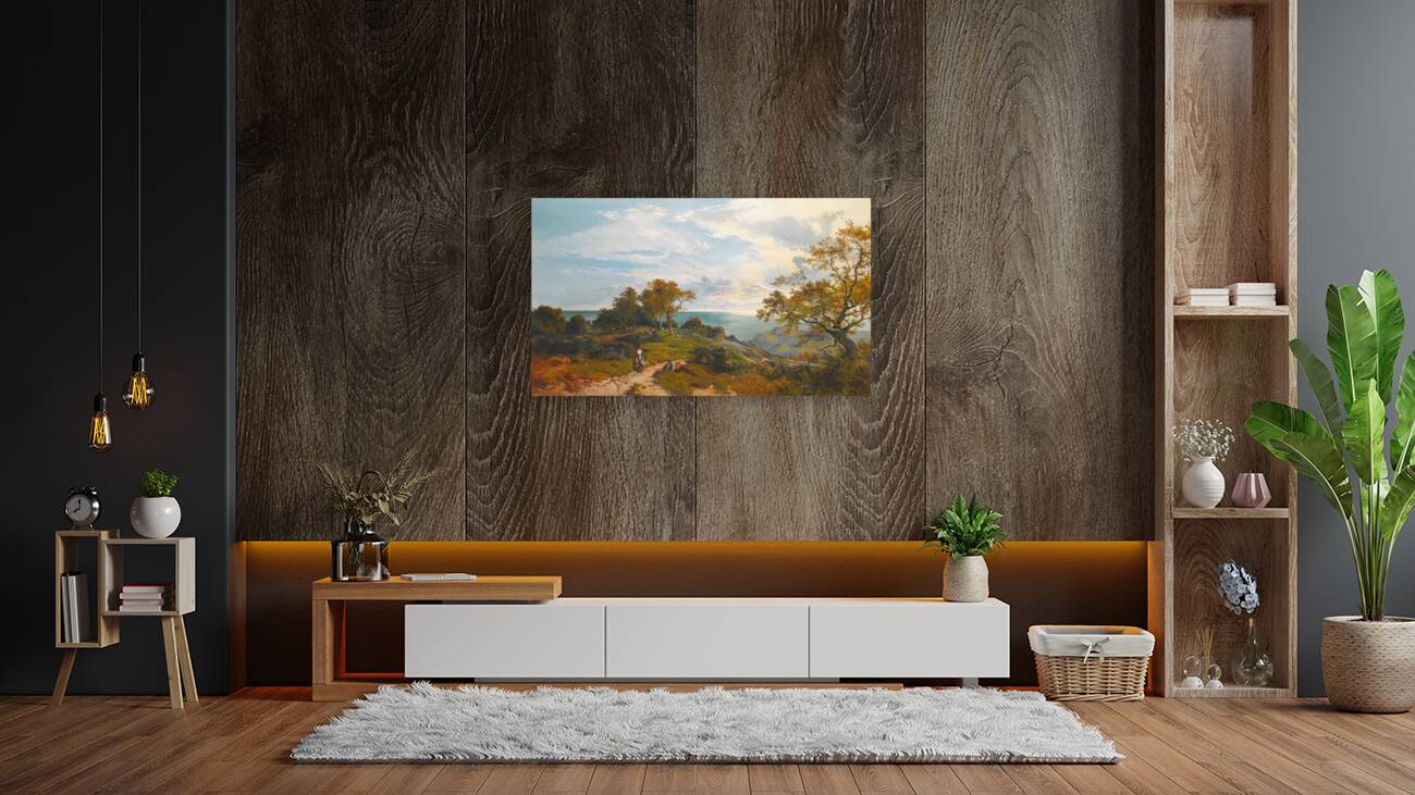 A Peep At The Sea. Fairlight Glen [1859] by Sidney Richard Percy [1821–1886] Reproduction