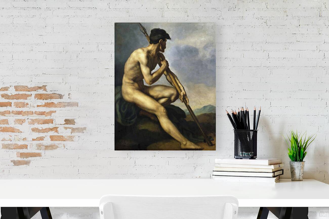 Nude Warrior with a Spear [c. 1816] by Théodore Géricault [1791–1824] Reproduction