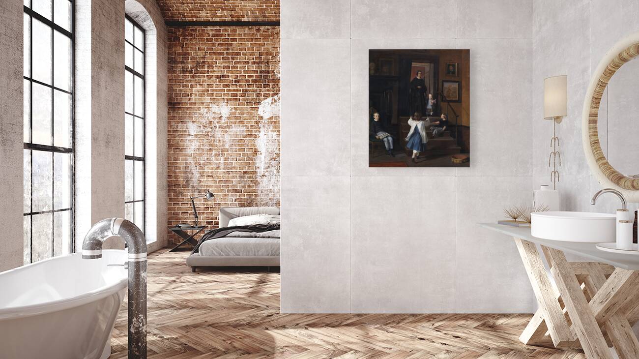 The Artist’s Wife and Children in the Studio at Charlottenborg [1861–1862] by Wilhelm Marstrand [1810–1873] Reproduction