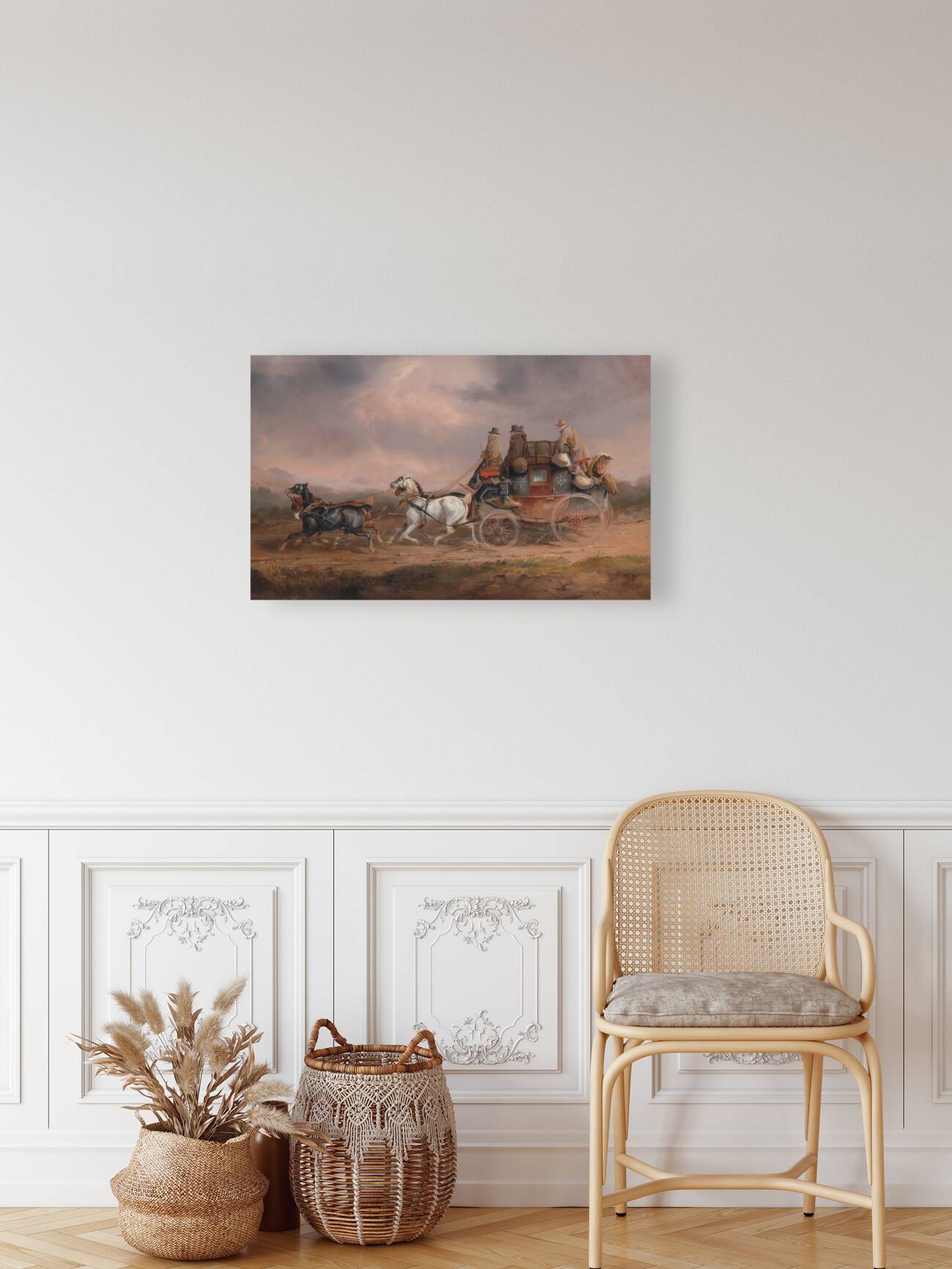 Mail Coaches on the Road– the Louth–London Royal Mail progressing at Speed by Charles Cooper Henderson [1803–1877] Reproduction