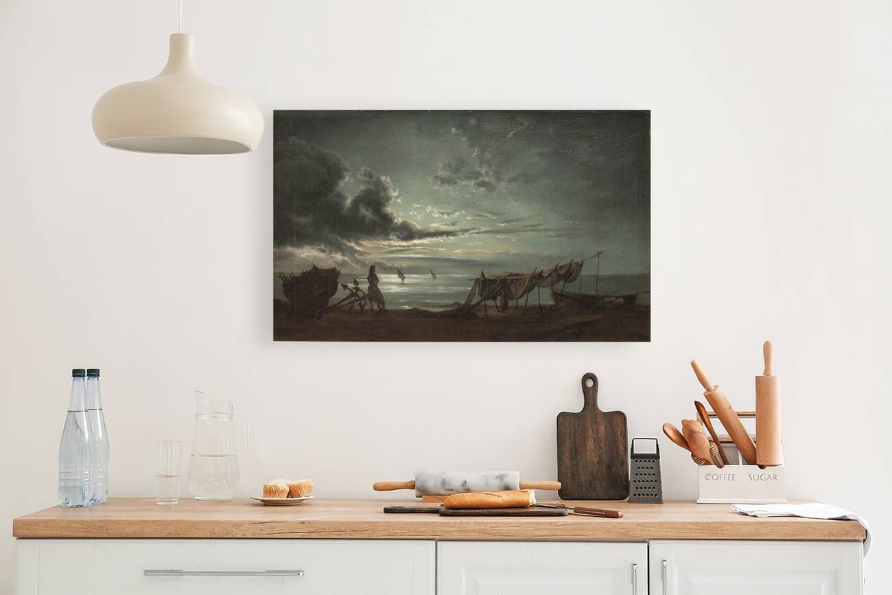 The Gulf of Naples. Moonlight [1820–1821] by Johan Christian Dahl [1788–1857] Reproduction