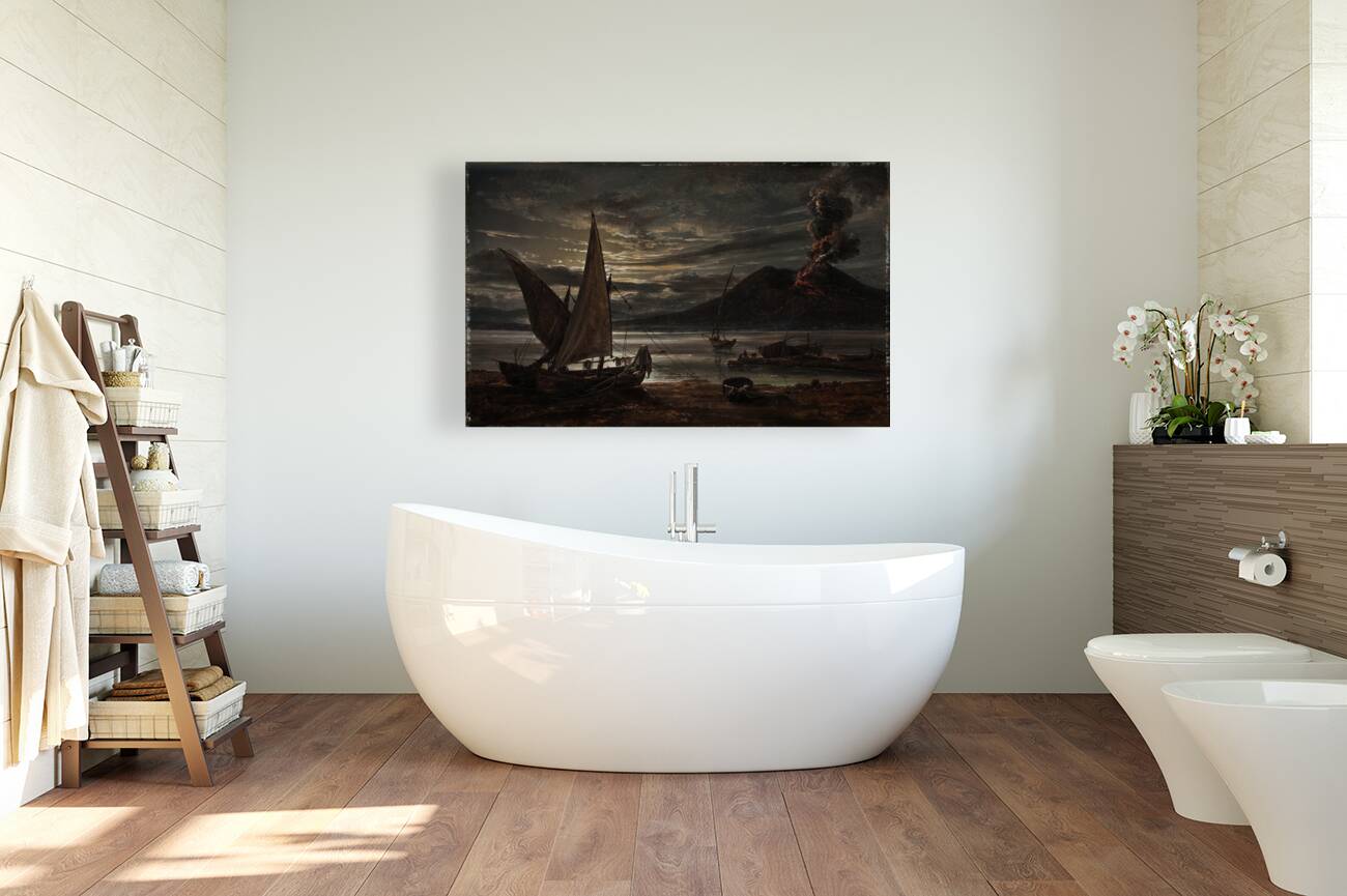 Vesuvius In Eruption. Moonlight [1821] by Johan Christian Dahl [1788–1857] Reproduction