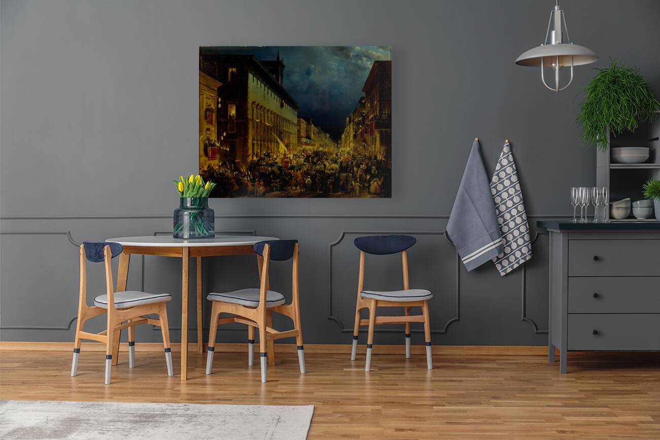 Moccoli Evening In Rome [1834] by Ippolito Caffi [1809–1866] Reproduction