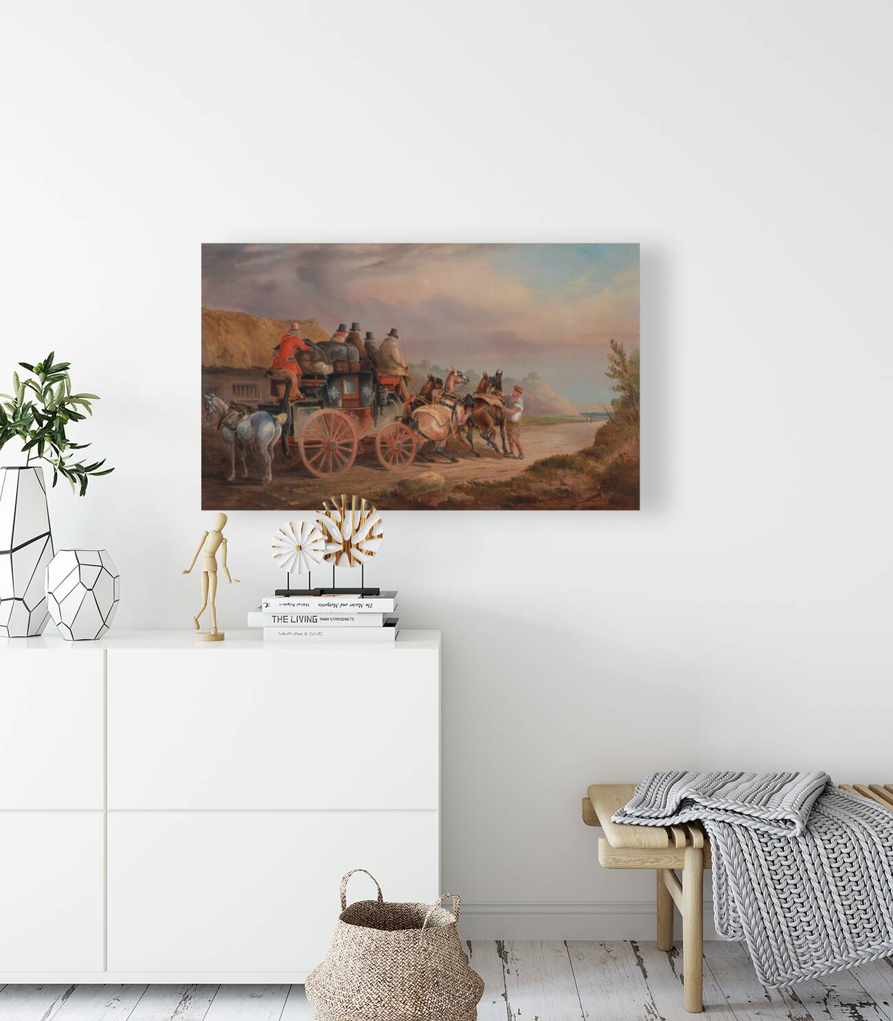 Mail Coaches on the Road– the Quicksilver’ Devonport–London Royal Mail about to Start with a new Te… by Charles Cooper Henderson [1803–1877] Reproduction