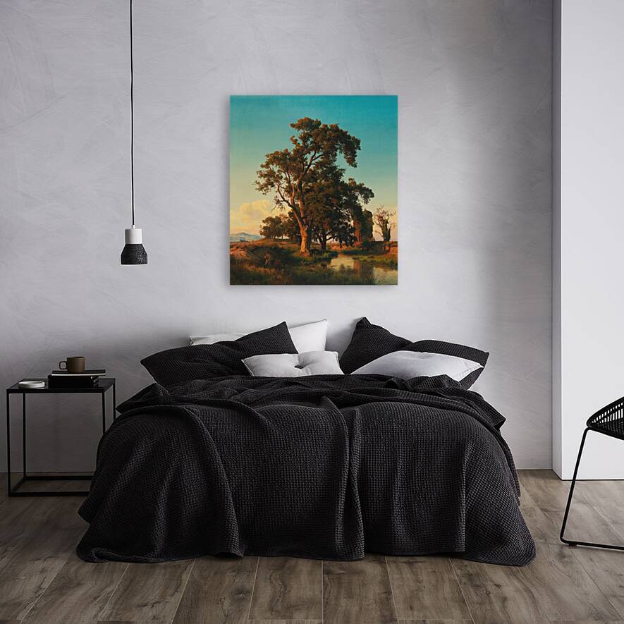 A majestic tree in the evening light by Oswald Achenbach [1827–1905] Reproduction