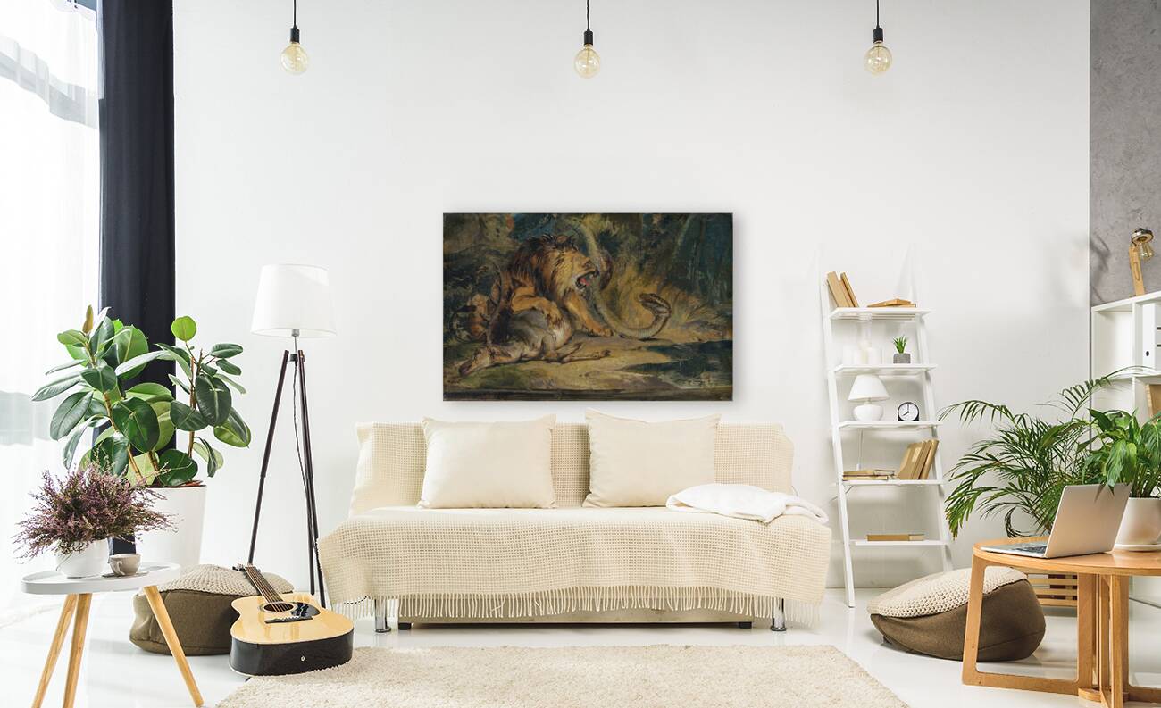 Lion Defending its Prey [c. 1840] by Sir Edwin Henry Landseer [1802–1873] Reproduction