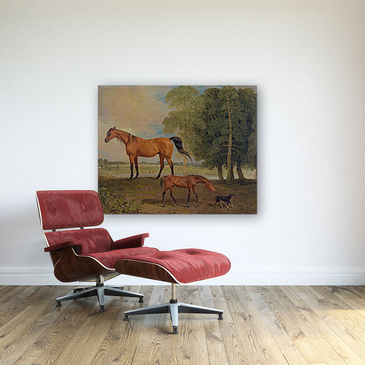 Broodmare With Foal. And A Terrier [1822] by Benjamin Marshall [1768–1835] Reproduction