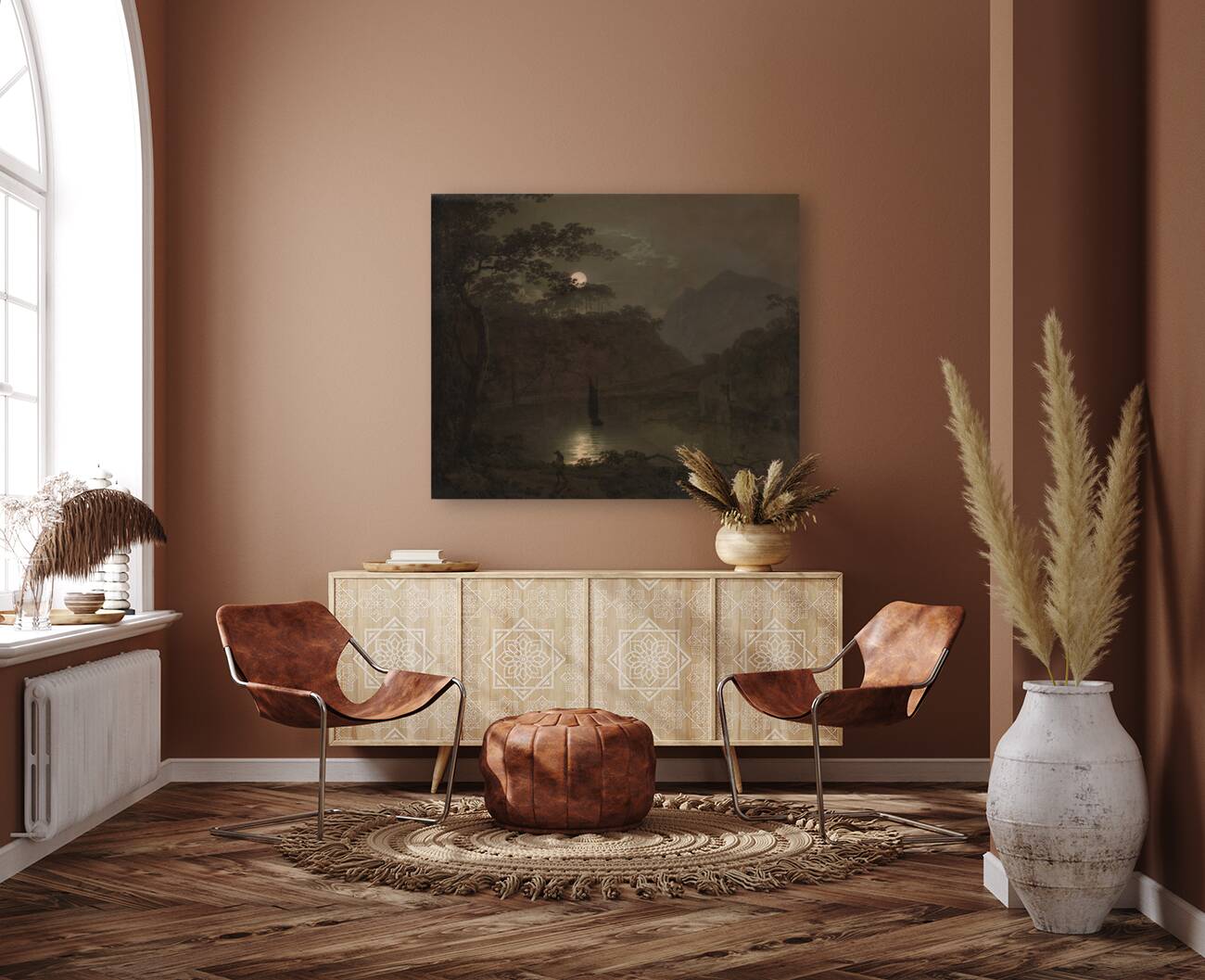 A Lake by Moonlight by Joseph Wright of Derby [1734–1797] Reproduction