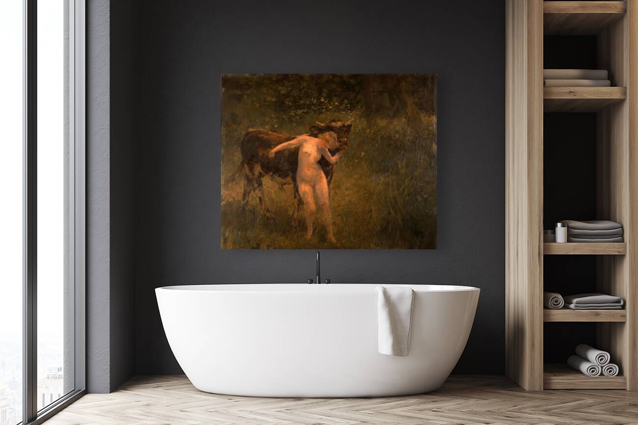 Woman and bull [1885] by Alfred Philippe Roll [1846–1919] Reproduction