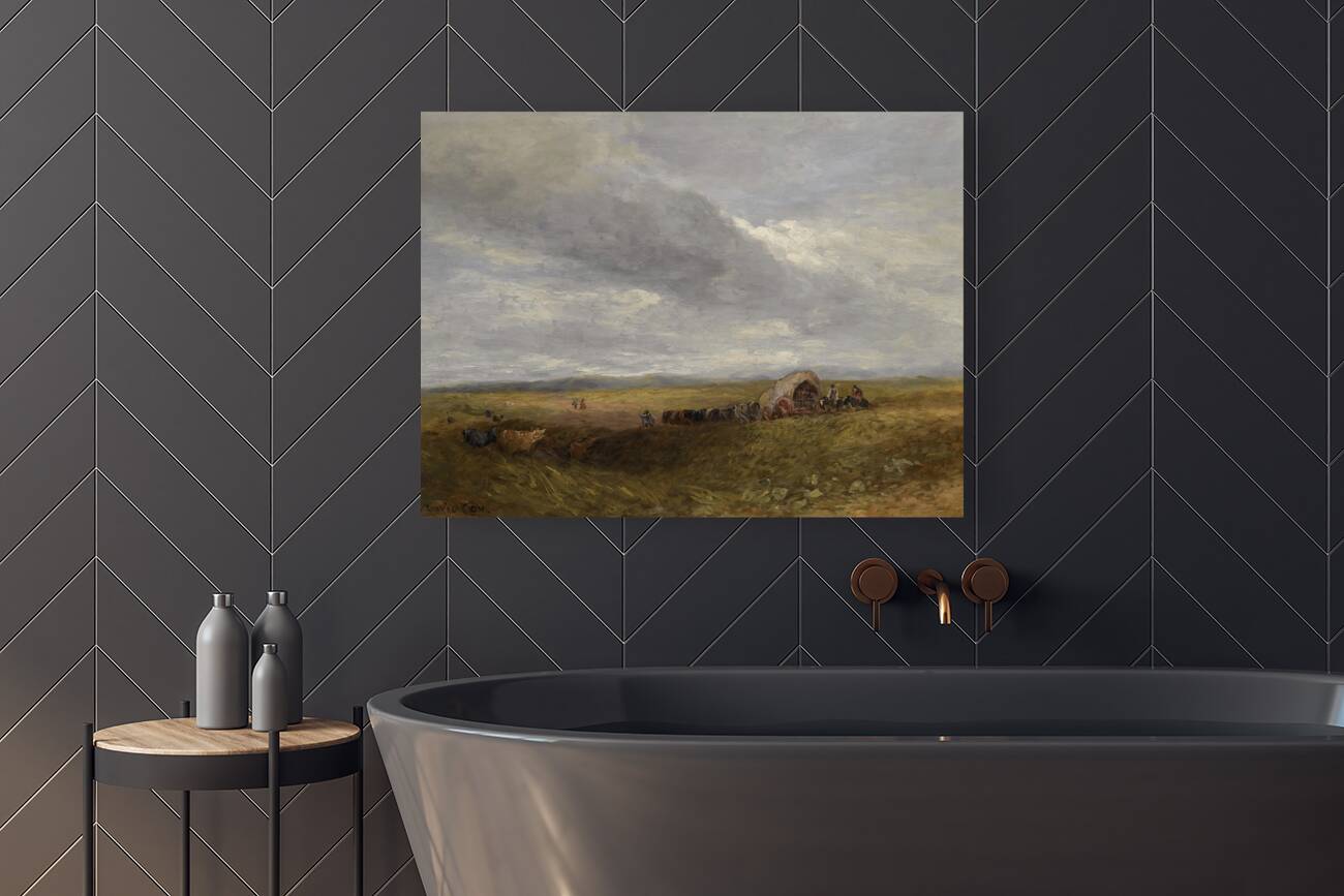 Travellers in a landscape by David Cox [1783–1859] Reproduction