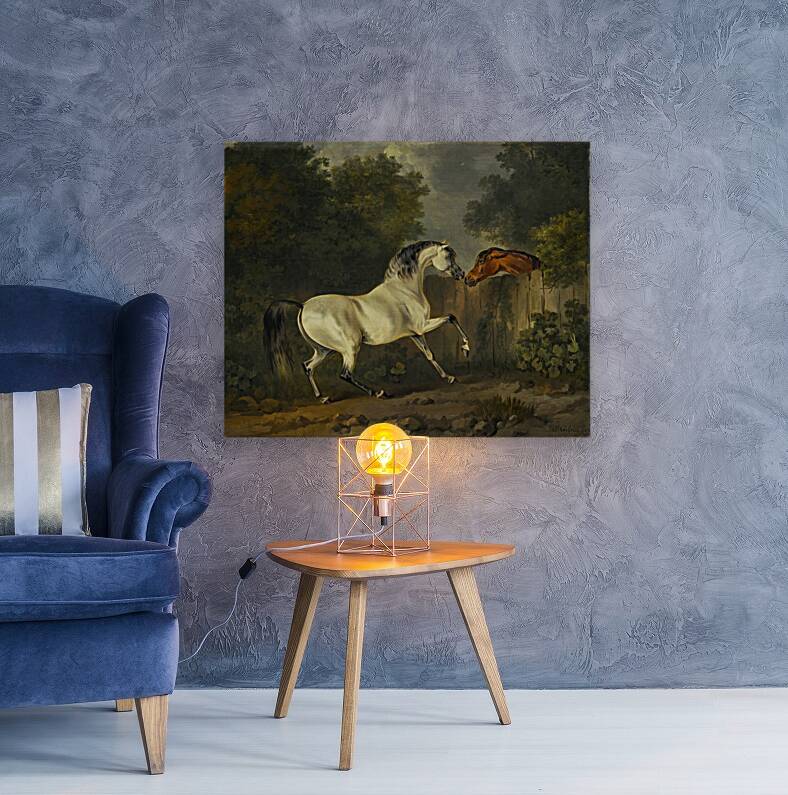 Two Horses By A Fence [1782] by Sawrey Gilpin [1733–1807] Reproduction