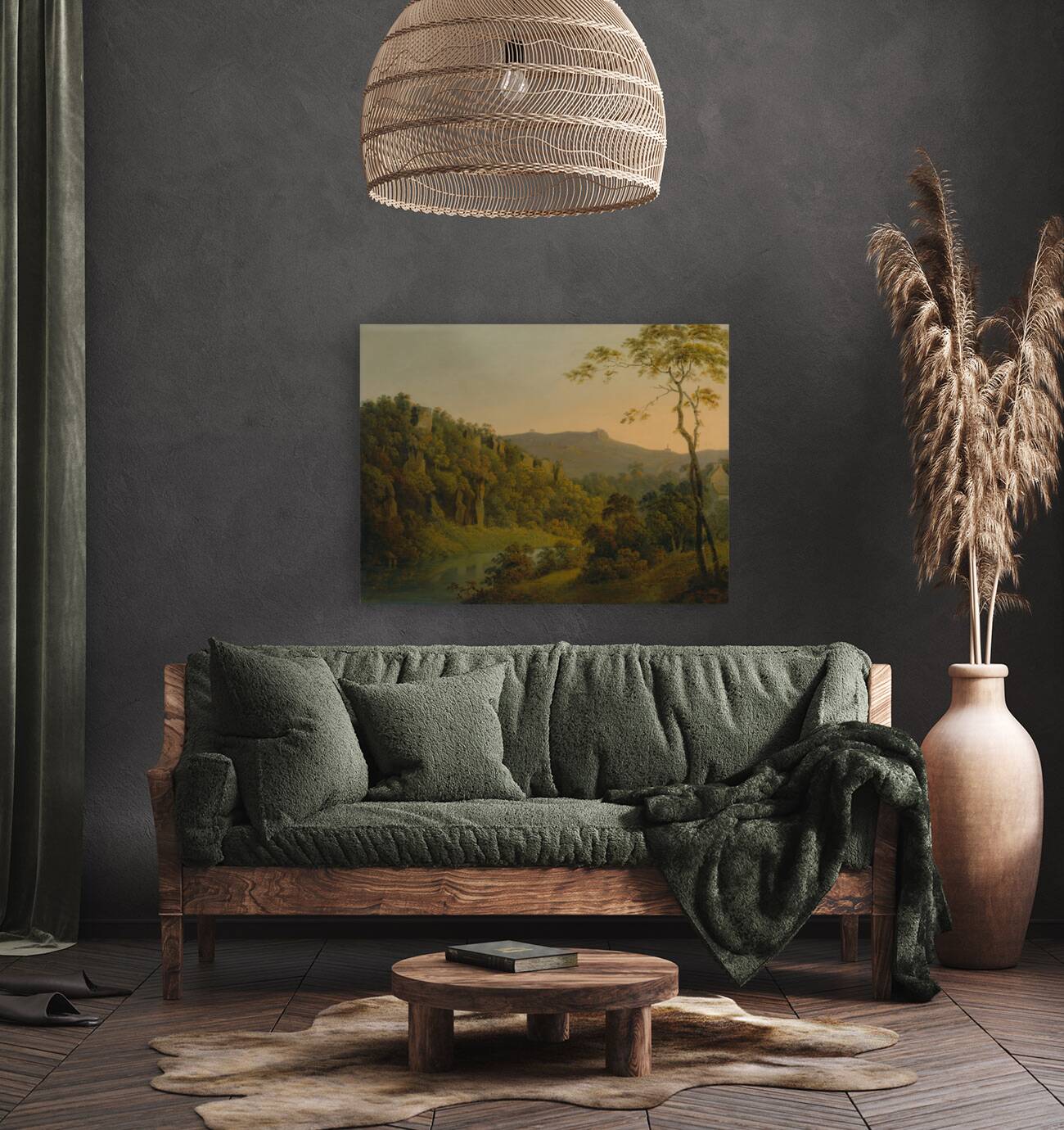 Matlock Dale. Looking toward Black Rock Escarpment by Joseph Wright of Derby [1734–1797] Reproduction