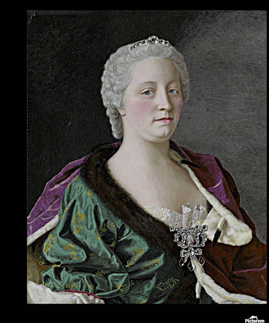 Maria Theresa. Archduchess of Austria. Queen of Hungary and Bohemia. And Holy Roman Empress [1747] by Jean–Etienne Liotard [1702–1789] Reproduction