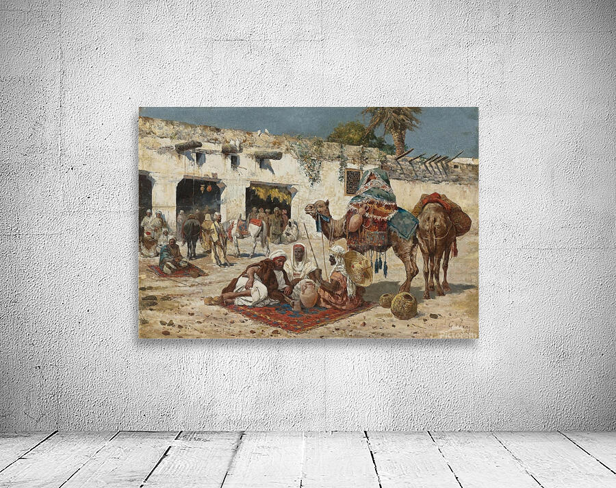 Caravan at rest by Giuseppe Gabani [1846–1899] Wall Preview