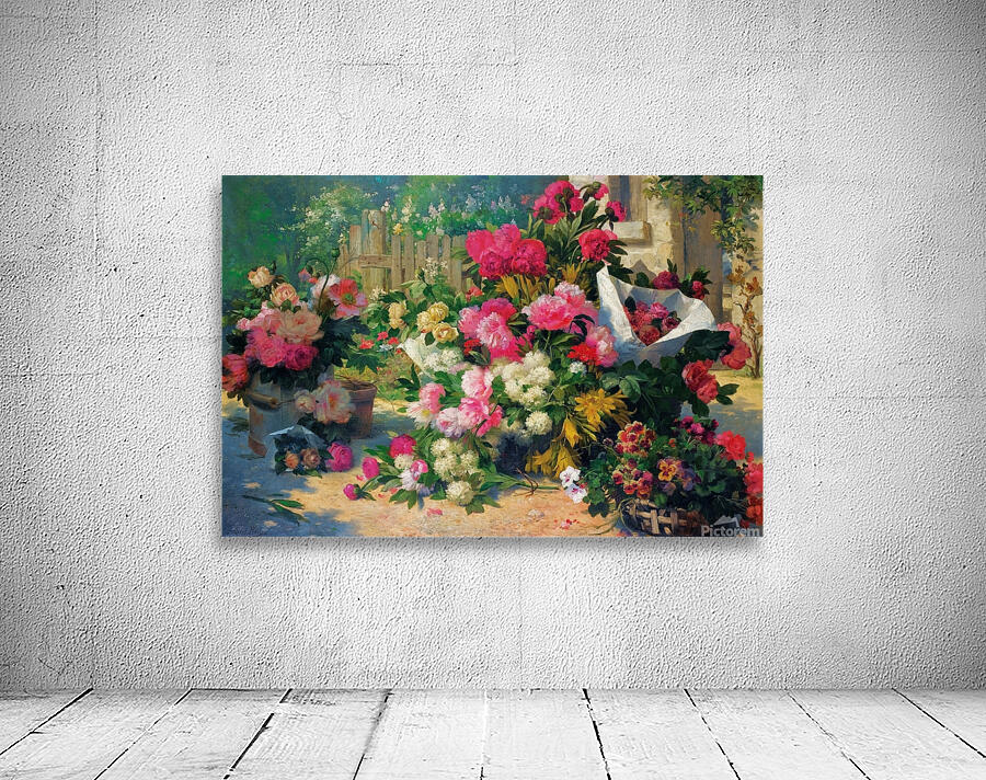 Flower Baskets And Flower Pots In A Garden [1887] by Alfred Petit [–1895] Wall Preview