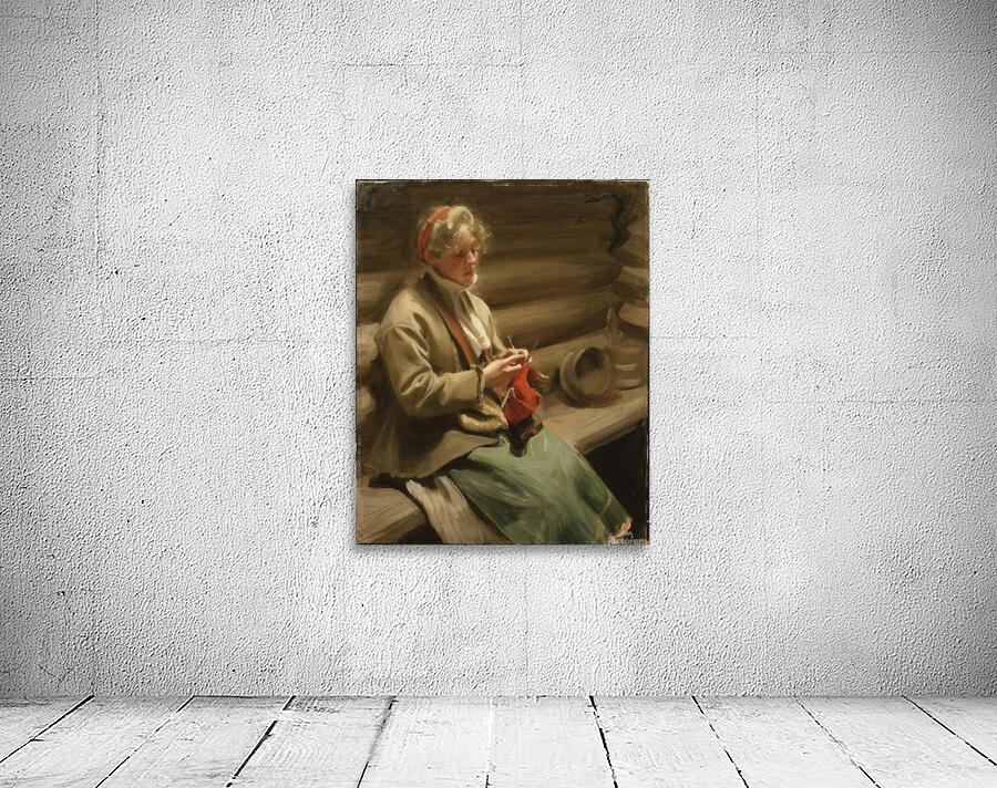 Dalecarlian Girl Knitting. Cabbage Margit [1901] by Anders Zorn [1860–1920] Wall Preview