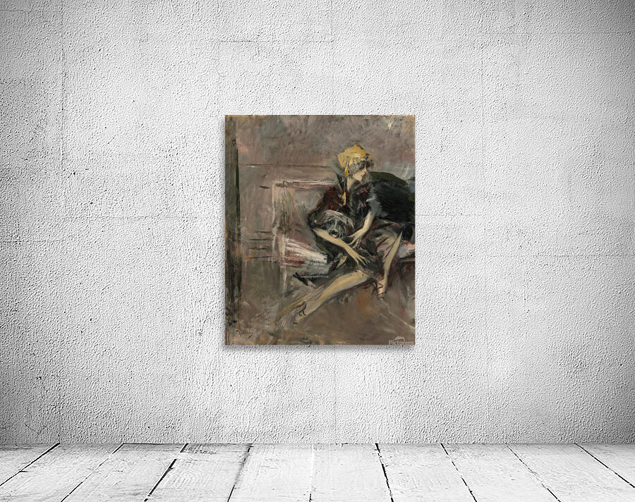 Lady In A Yellow Hat With Her Dog [The Marchesa Casati] [1931] by Giovanni Boldini [1842–1931] Wall Preview