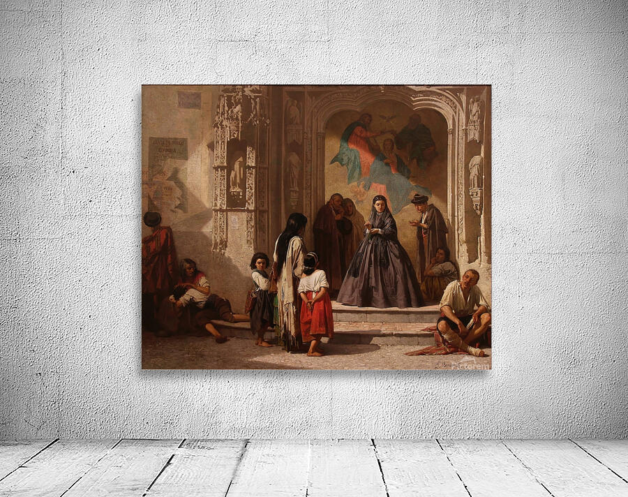Jeune femme faisant la charité à l’entrée de la chapelle de l’hôpital San Sebastian à Cordoue [1863] by Léon Bonnat [1833–1922] Wall Preview