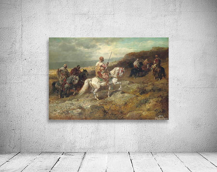 Arab Warriors On A Rocky Hillside by Adolf Schreyer [1828–1899] Wall Preview