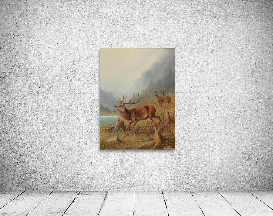 A Bellowing Stag by Moritz Müller [1841–1899] Wall Preview
