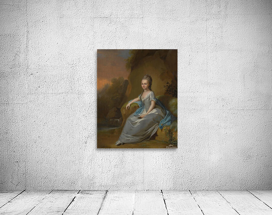 Portrait of elisabeth von breitenbach. Wearing a blue dress. Seated in a landscape [1802] by Anton Wilhelm Tischbein [1730–1804] Wall Preview