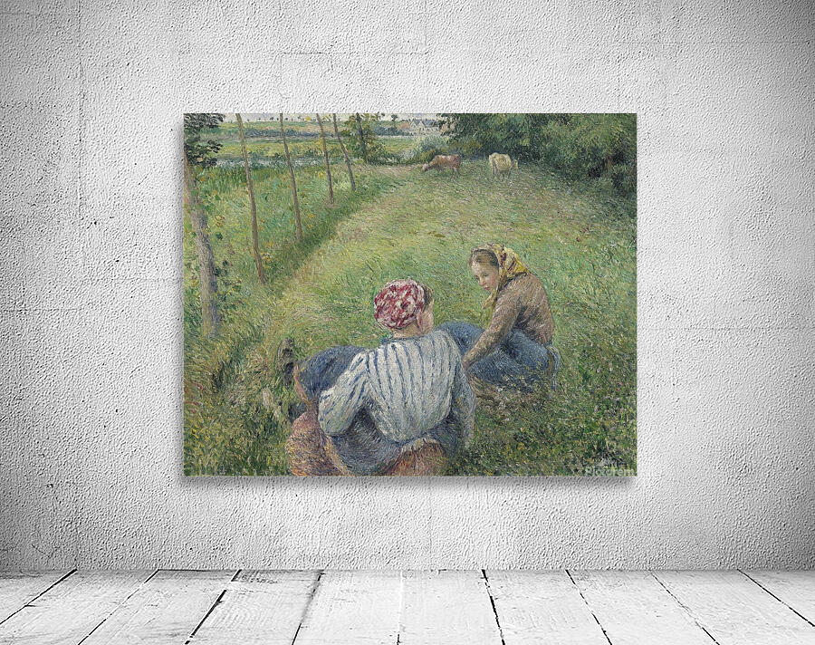 Young Peasant Girls Resting in the Fields near Pontoise [1882] by Camille Pissarro [1830–1903] Wall Preview