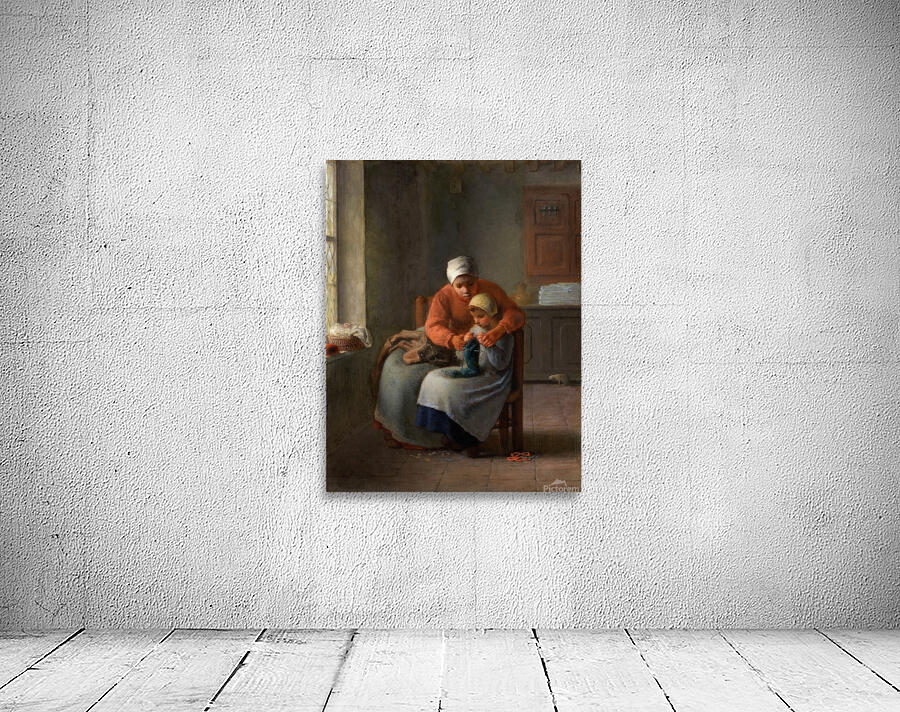 The Knitting Lesson [c. 1860] by Jean–François Millet [1814–1875] Wall Preview