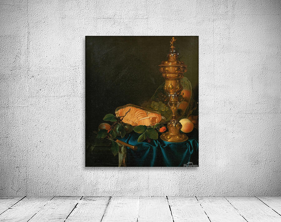 Still life with a cup. A salmon and fruits [1755] by Justus Juncker [1703–1767] Wall Preview