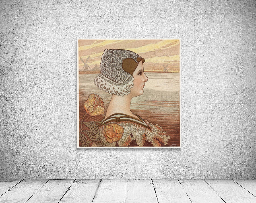 Dutch Lady with Tulips by Paul Berthon [1872–1909] Wall Preview