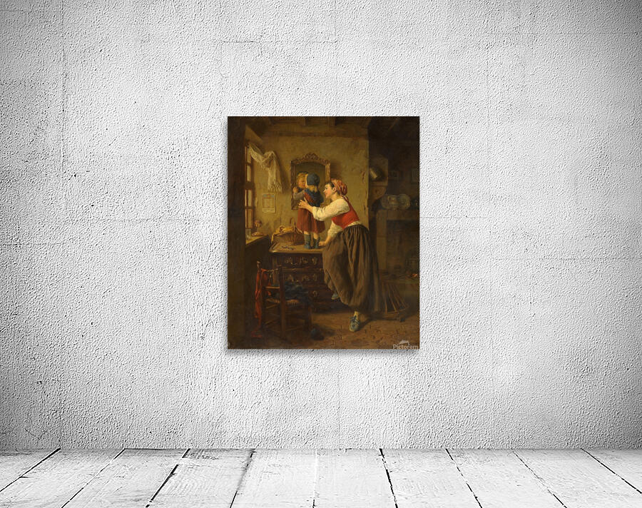 Woman And Child Before A Mirror [1870s] by Paul Seignac [1826–1904] Wall Preview