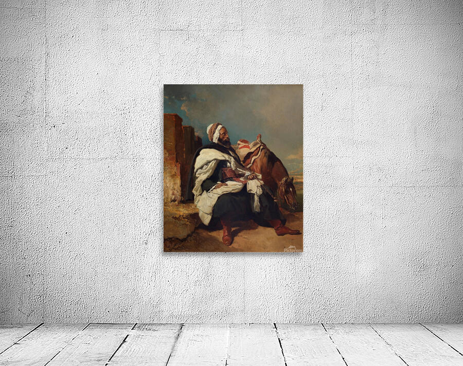 Seated Arab Man with Horse [possibly ca. 1850–58] by Alfred De Dreux [1810–1860] Wall Preview