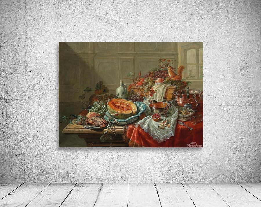 Porcelain. Silver objects. Fruit and shellfish on a table [1777] by Dominicus Gottfried Waerdigh [1700–1789] Wall Preview