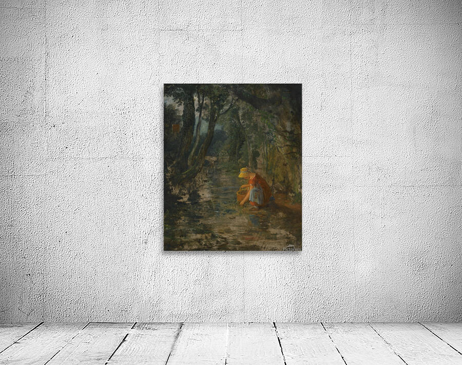 A Girl Collecting Berries By a Brook In a Wooded Landscape by Francis Danby [1793–1861] Wall Preview