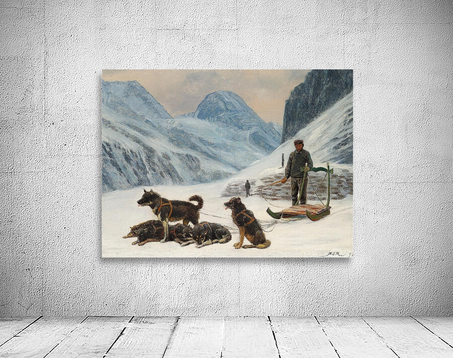 En grønlænder holder hvil ved sin hundeslæde [1893] by Carl Rasmussen [1841–1893] Wall Preview