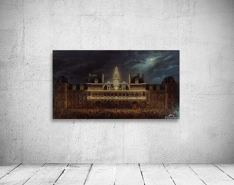 Illumination de l’Hôtel de Ville pour la fête du roi. Le 1er mai 1847 [1847] by Auguste Roux [19th century] Wall Preview