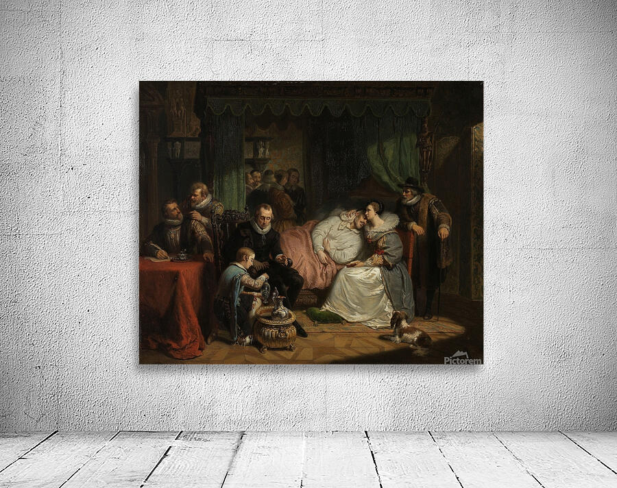 Prince William I nursed by his Wife Charlotte de Bourbon after the Abortive Attempt on his Life by Jean Jaurequi in Antwerp in 1582 [1840] by Nicolaas Pieneman [1809–1860] Wall Preview