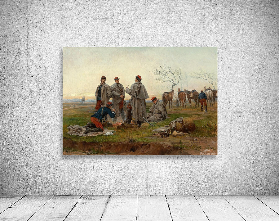 A Cavalry Halt [1878] by Etienne–Prosper Berne–Bellecour [1838–1910] Wall Preview