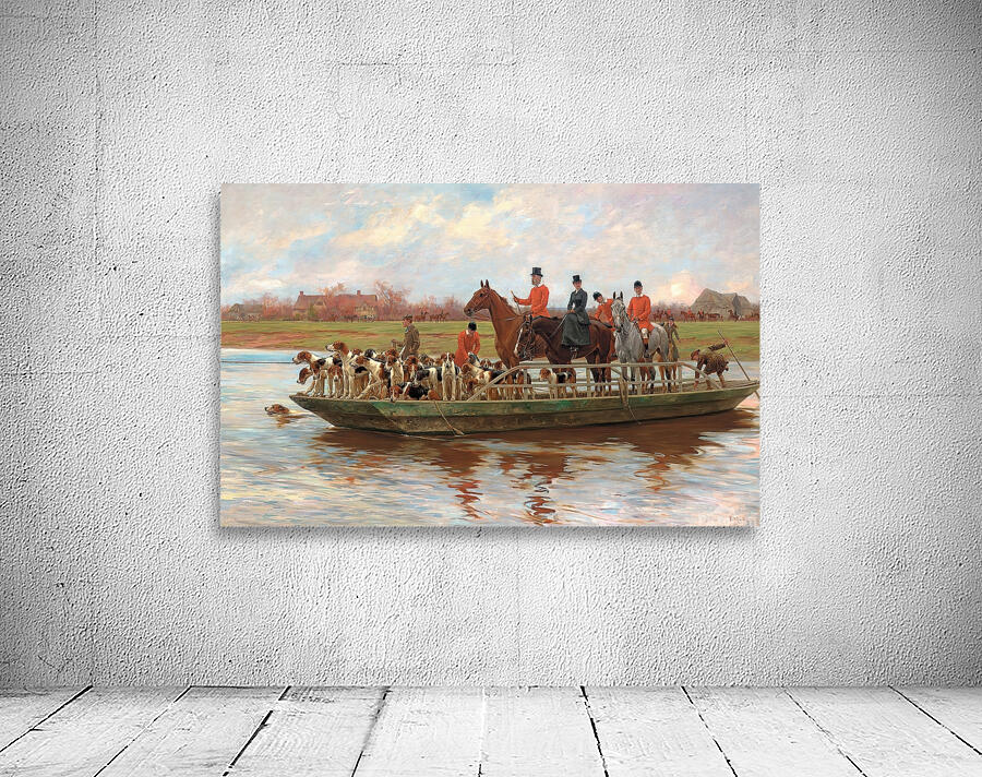 Mr. Edward Lycett Green and the York and Ainsty Hounds on the Ferry at Newby [1898] by Thomas Blinks [1853–1912] Wall Preview