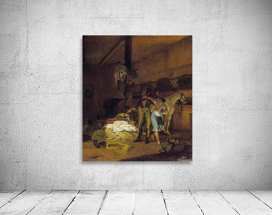 A Chevauxleger fiddles with a maid [1820] by Carl Wilhelm Freiherr von Heideck [1788–1861] Wall Preview