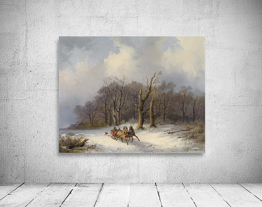 Winterlandschaft mit Pferdeschlitten by Remigius Adrianus van Haanen [1812–1894] Wall Preview