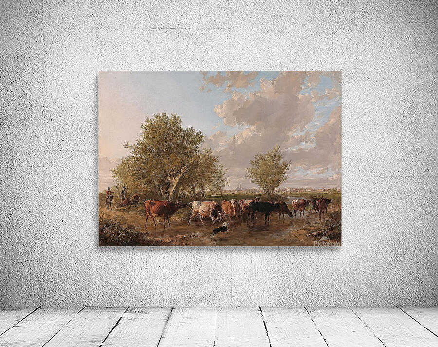 Fording a brook. Suburbs of Canterbury [1834] by Thomas Sidney Cooper [1803–1902] Wall Preview