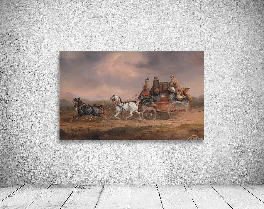 Mail Coaches on the Road– the Louth–London Royal Mail progressing at Speed by Charles Cooper Henderson [1803–1877] Wall Preview