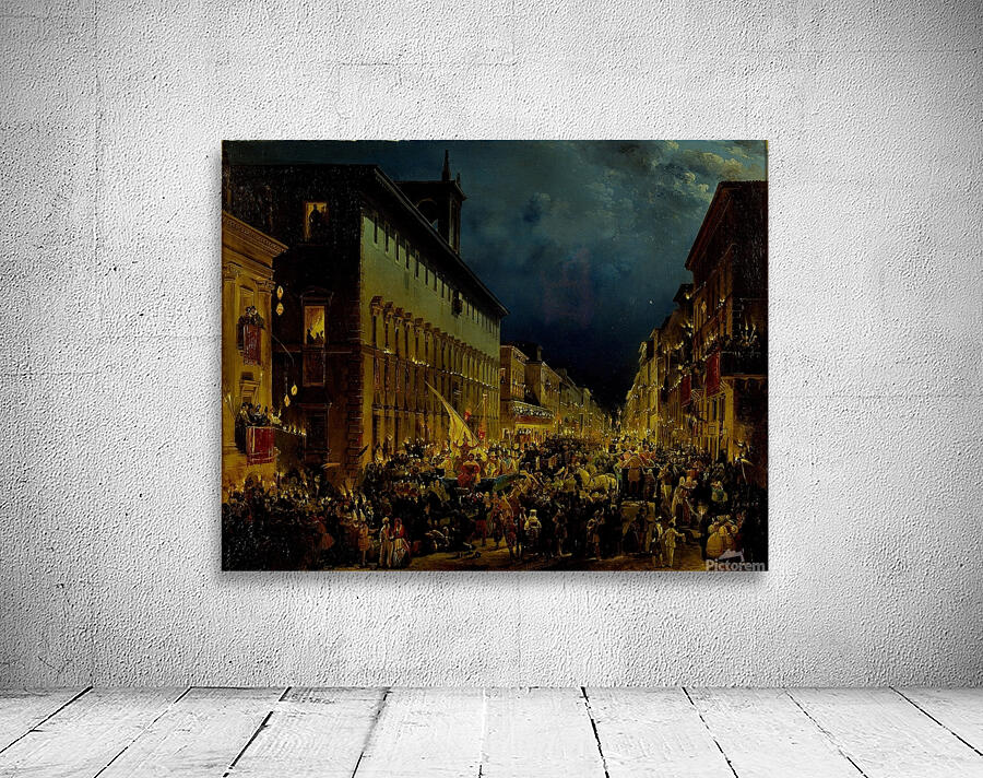 Moccoli Evening In Rome [1834] by Ippolito Caffi [1809–1866] Wall Preview