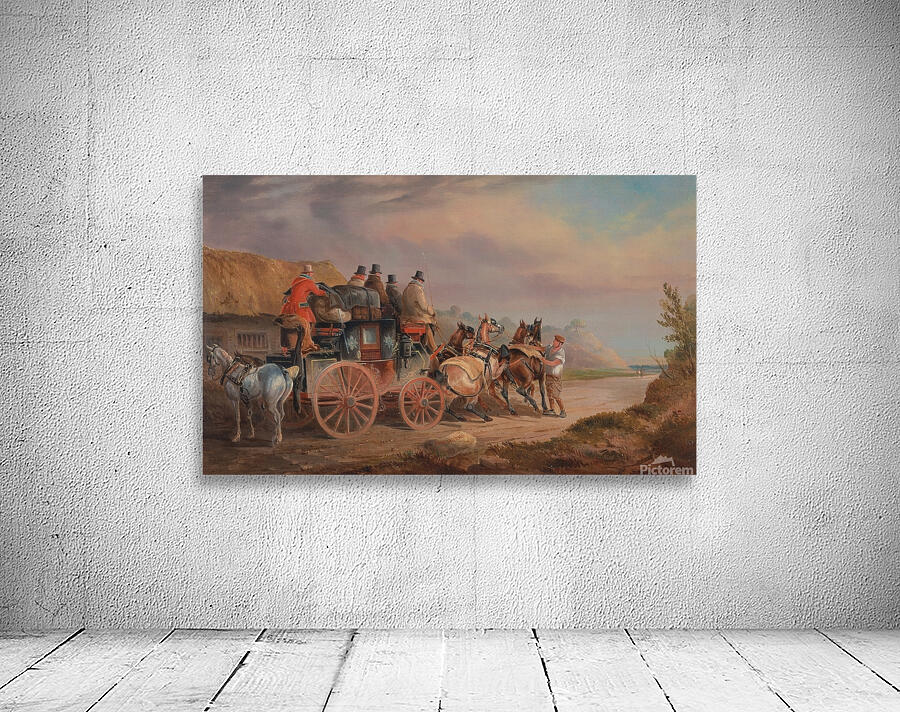 Mail Coaches on the Road– the Quicksilver’ Devonport–London Royal Mail about to Start with a new Te… by Charles Cooper Henderson [1803–1877] Wall Preview